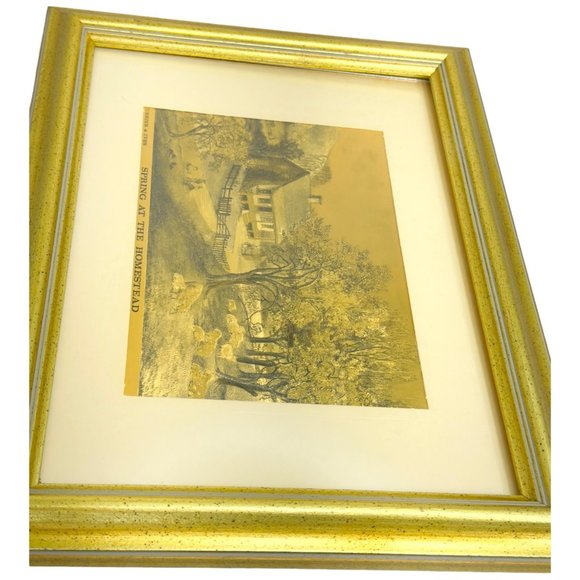 Currier and Ives England Spring at the Homestead 1974 Vintage Lithograph Print - Picture 4 of 6
